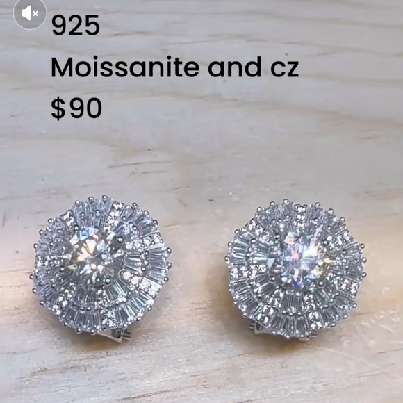 Sparkling Moissanite and CZ Earrings - Picture 1 of 2